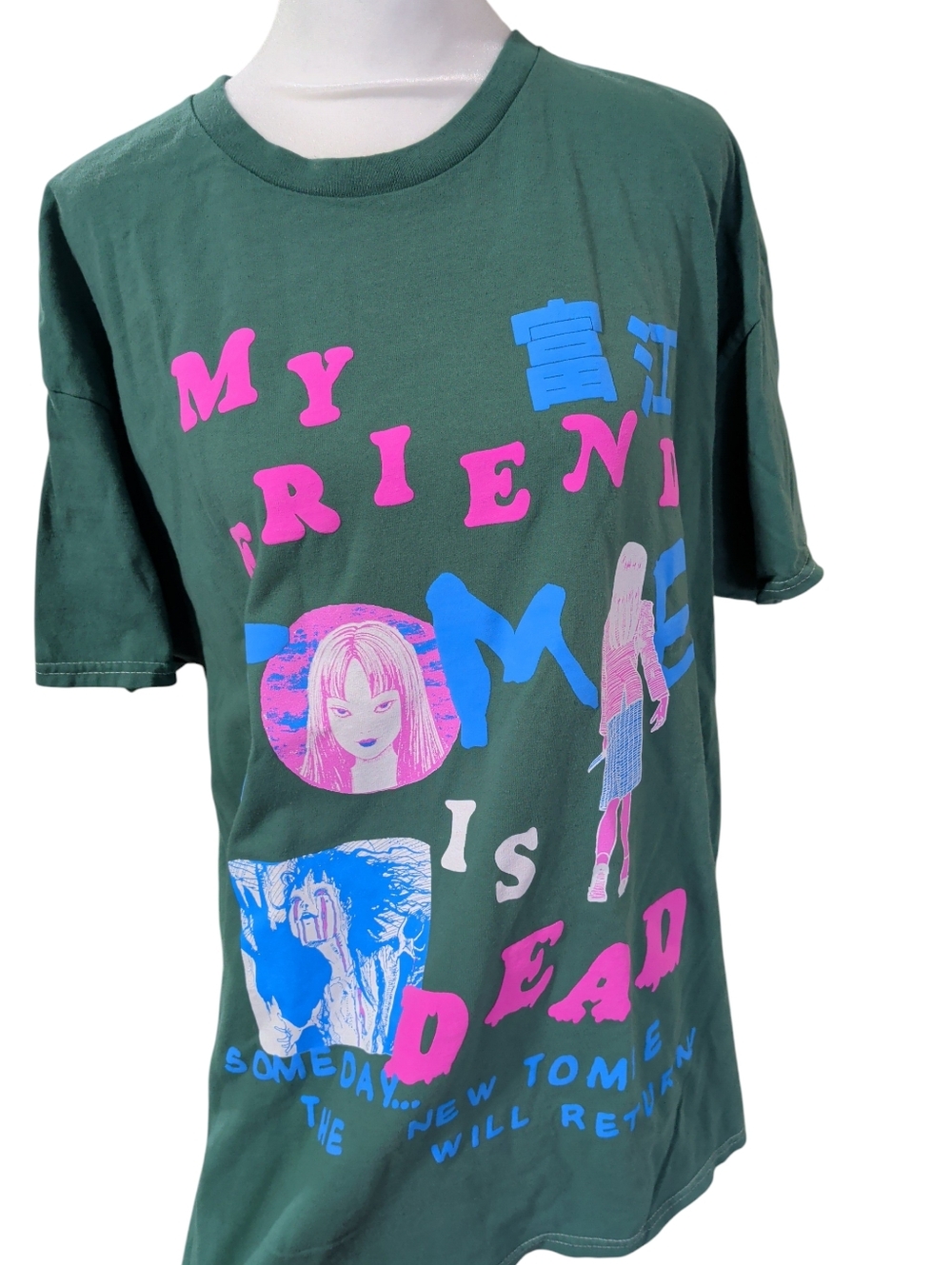 New Japan Horror Manga Junji Ito My Friend Tomie Is Dead Green Cotton Tee
